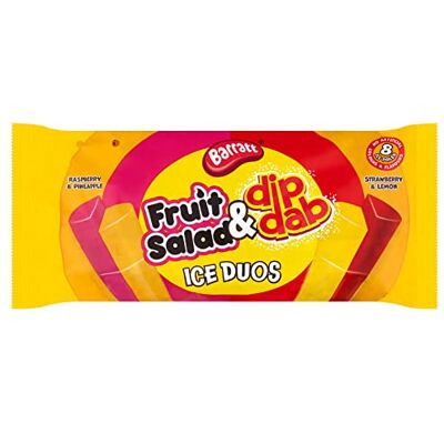 Barratt Fruit Salad & Dip Dab Ice Duos, 8 x 80ml (Frozen) Barratt Fruit Salad & Dip Dab Ice Duos, 8 x 80ml (Frozen)