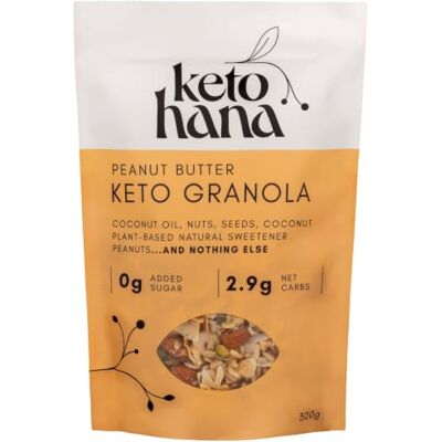 Keto Hana Peanut Butter Keto Granola Keto Diet Vegan Grain Free Dairy Free Plant Based No Refined Sugars Gluten Free 2.9g Net Carbs Breakfast Cereal 300gr/0.6lbs Keto Hana Peanut Butter Keto Granola Keto Diet Vegan Grain Free Dairy Free Plant Based No Refined Sugars Gluten Free 2.9g Net Carbs Breakfast Cereal 300gr/0.6lbs