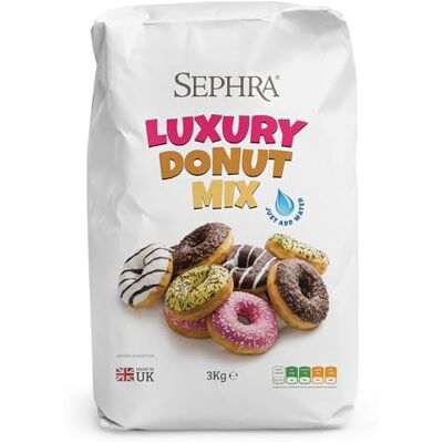 Sephra Donut Mix (4 x 3kg Bags) "Just Add Water'' Doughnut Mix For Frying Sephra Donut Mix (4 x 3kg Bags) "Just Add Water'' Doughnut Mix For Frying