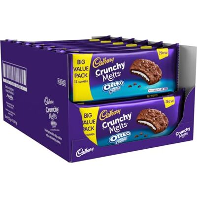 Cadbury Crunchy Melts Oreo Crème Cookies, 312 g (Pack of 12) Deliciously Crunchy, Irresistible Taste, For Sharing, Great Value Cadbury Crunchy Melts Oreo Crème Cookies, 312 g (Pack of 12) Deliciously Crunchy, Irresistible Taste, For Sharing, Great Value