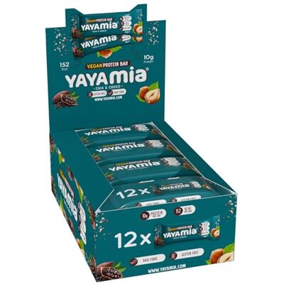 Yayamia Chia & Choco Vegan Protein Bar 40 gr x (Pack of 12) Plant-Based Protein No Added Sugar 100% Natural Ingredients Cocoa & Chia Seeds Snack Bar 202 kcal 10 gr Protein Yayamia Chia & Choco Vegan Protein Bar 40 gr x (Pack of 12) Plant-Based Protein No Added Sugar 100% Natural Ingredients Cocoa & Chia Seeds Snack Bar 202 kcal 10 gr Protein