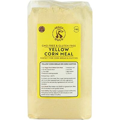 Veggy Duck Yellow Corn Meal (1Kg) Fine Gluten Free Ideal for Making Corn Bread & Muffins Veggy Duck Yellow Corn Meal (1Kg) Fine Gluten Free Ideal for Making Corn Bread & Muffins