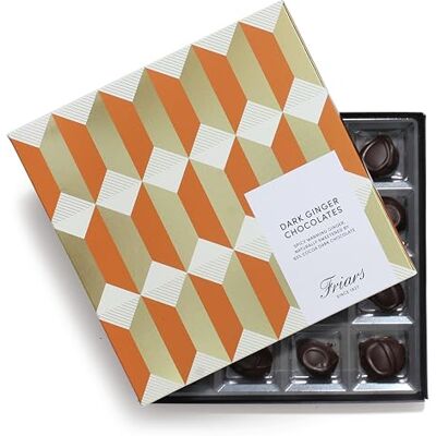 Friars Premium Dark Chocolate Covered Stem Ginger, 170 g, 16 Pieces Whole dried, crystallised root in a rich cocoa coating, also vegetarian, a warming Christmas treat for special occasions Friars Premium Dark Chocolate Covered Stem Ginger, 170 g, 16 Pieces Whole dried, crystallised root in a rich cocoa coating, also vegetarian, a warming Christmas treat for special occasions