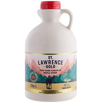 St LAWRENCE GOLD 100% Pure Canadian Maple Syrup 1L Grade A, Dark Maple Syrup for Cooking, Marinating and Baking Robust, Caramel Taste Gluten Free, Vegan St LAWRENCE GOLD 100% Pure Canadian Maple Syrup 1L Grade A, Dark Maple Syrup for Cooking, Marinating and Baking Robust, Caramel Taste Gluten Free, Vegan