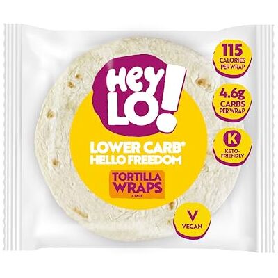 Heylo Low Carb Keto Wraps, 4.6g Carbs per Wrap (6 Wraps) Low Sugar, High Protein & Fibre, Blood Sugar Management, Soft & Malleable Tortilla Wraps, Freezer-Friendly Heylo Low Carb Keto Wraps, 4.6g Carbs per Wrap (6 Wraps) Low Sugar, High Protein & Fibre, Blood Sugar Management, Soft & Malleable Tortilla Wraps, Freezer-Friendly