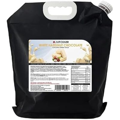 JM Posner Liquid White Chocolate Hazelnut Sauce Spout Bag (5kg) JM Posner Liquid White Chocolate Hazelnut Sauce Spout Bag (5kg)