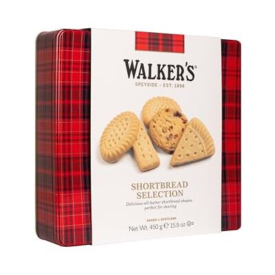 Walkers Walker's Shortbread Square Shortbread Assortment Tin, Traditional Pure Butter Scottish Recipe, 450g Walkers Walker's Shortbread Square Shortbread Assortment Tin, Traditional Pure Butter Scottish Recipe, 450g