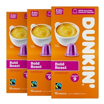 Dunkin' Donuts Dunkin’ Bold Roast Espresso Coffee Pods 10 Servings x 3 Packs Dunkin' Donuts Dunkin’ Bold Roast Espresso Coffee Pods 10 Servings x 3 Packs