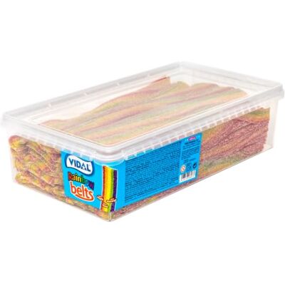 Vidal Striped Licorice Candy (200 Sticks) Sour Rainbow Belts 200 Count Bulk Tub Fizzy Chewy Candy Multi-Coloured Party Sweets Vidal Striped Licorice Candy (200 Sticks) Sour Rainbow Belts 200 Count Bulk Tub Fizzy Chewy Candy Multi-Coloured Party Sweets