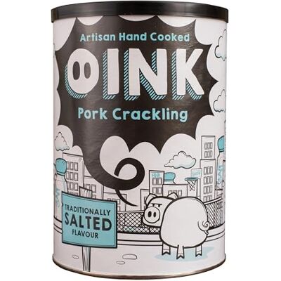Oink Artisan Crackling 160g Snack Drum Premium Double Cooked Crackling 5 x Flavours Gluten Free, High Protein, High Energy, Low Carb, Keto Friendly Pork Rind Snack (Traditional Salt) Oink Artisan Crackling 160g Snack Drum Premium Double Cooked Crackling 5 x Flavours Gluten Free, High Protein, High Energy, Low Carb, Keto Friendly Pork Rind Snack (Traditional Salt)