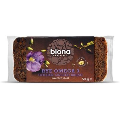 Biona - Organic Rye Bread - Omega Golden Linseed - 500g - Bread Biona - Organic Rye Bread - Omega Golden Linseed - 500g - Bread