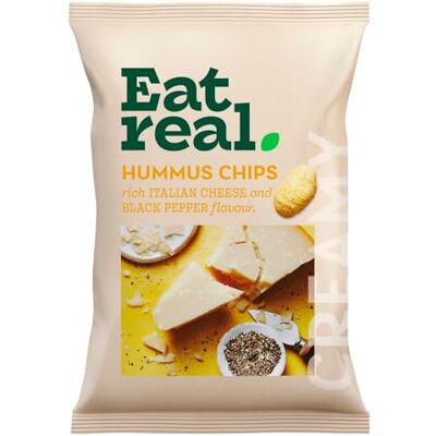 Eat Real Hummus Chips Italian Cheese & Black Pepper 110g Eat Real Hummus Chips Italian Cheese & Black Pepper 110g