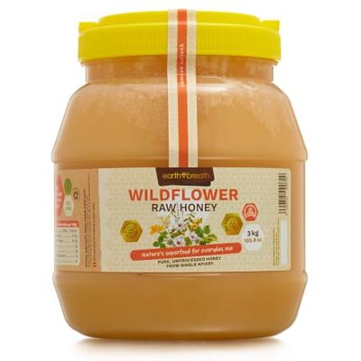 Earthbreath Wildflower Raw Honey 3kg– 100% Pure, Raw & Natural – Healthy Immunity Support – No Artificial Additives Earthbreath Wildflower Raw Honey 3kg– 100% Pure, Raw & Natural – Healthy Immunity Support – No Artificial Additives