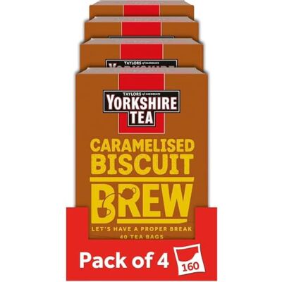 Yorkshire Tea Caramelised Biscuit Brew Flavoured Tea Bags, 4 Boxes of 40 Tea Bags (Total 160 Bags) Yorkshire Tea Caramelised Biscuit Brew Flavoured Tea Bags, 4 Boxes of 40 Tea Bags (Total 160 Bags)