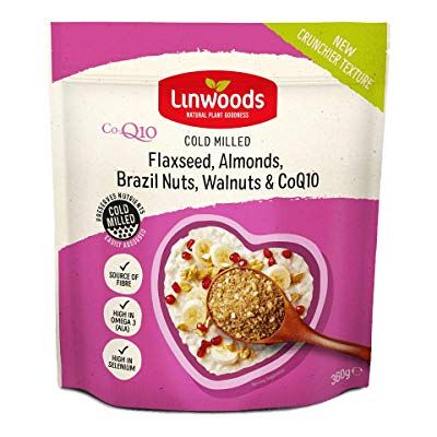 Linwoods Milled Flaxseed, Almonds, Brazil Nuts, Walnuts and Co-q10, 360g Linwoods Milled Flaxseed, Almonds, Brazil Nuts, Walnuts and Co-q10, 360g