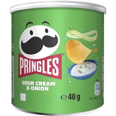 Pringles Sour Cream & Onion Crisp Cans, 12x40g Pringles Sour Cream & Onion Crisp Cans, 12x40g