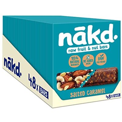 Nakd Salted Caramel Natural Fruit & Nut Bars Vegan Healthy Snack Gluten Free, 35 g (Multipack case 48 Bars) Nakd Salted Caramel Natural Fruit & Nut Bars Vegan Healthy Snack Gluten Free, 35 g (Multipack case 48 Bars)