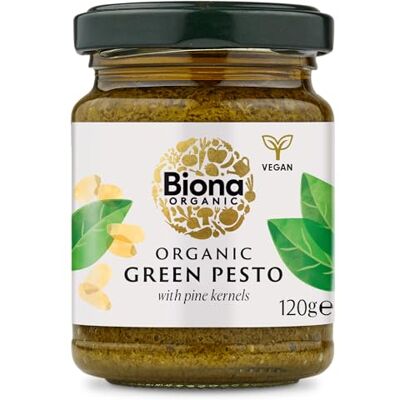 Biona Organic Green Pesto with Pine Kernels 120g, Pack of 6 100% Organic, Made with Pine Kernels, Rich Authentic Flavour, Ideal for Pasta and Bruschetta, Vegetarian Biona Organic Green Pesto with Pine Kernels 120g, Pack of 6 100% Organic, Made with Pine Kernels, Rich Authentic Flavour, Ideal for Pasta and Bruschetta, Vegetarian