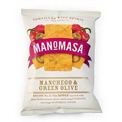Manomasa Manchego & Green Olive Tortilla Chips 160g Pack of 2 Manomasa Manchego & Green Olive Tortilla Chips 160g Pack of 2