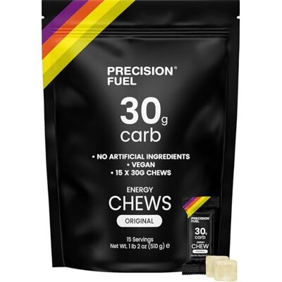 Precision Hydration Precision Fuel PF30 Energy Chews Carb, Lightweight Snack for Endurance Sports, 30g Carbs per Serving, Ideal for Running & Cycling, No Artificial Ingredients Original Flavour (15 x 34g Chews) Precision Hydration Precision Fuel PF30 Energy Chews Carb, Lightweight Snack for Endurance Sports, 30g Carbs per Serving, Ideal for Running & Cycling, No Artificial Ingredients Original Flavour (15 x 34g Chews)