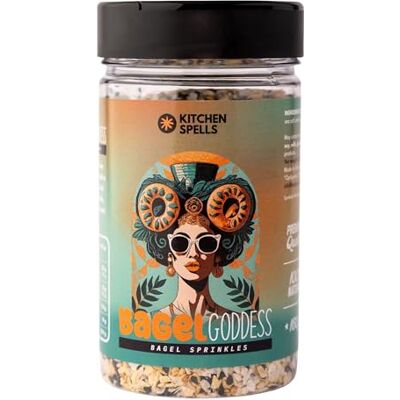 KITCHEN SPELLS Bagel Goddess Sprinkles Bagel Style Seasoning Blend Versatile & Crunchy Topping For Salads, Meats, Sandwiches, Veggies Large Jar 160 G KITCHEN SPELLS Bagel Goddess Sprinkles Bagel Style Seasoning Blend Versatile & Crunchy Topping For Salads, Meats, Sandwiches, Veggies Large Jar 160 G