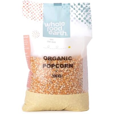Wholefood Earth Organic Popping Corn – 3kg GMO Free Vegan High Fibre Certified Organic Wholefood Earth Organic Popping Corn – 3kg GMO Free Vegan High Fibre Certified Organic