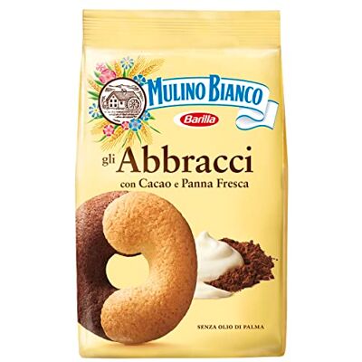 Barilla Mulino Bianco Abbracci Biscuits, Chocolate and Cream, Pack of 12 x 350g Barilla Mulino Bianco Abbracci Biscuits, Chocolate and Cream, Pack of 12 x 350g