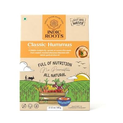 Indic Roots Classic Hummus Traditional Flavors Pantry 50G Just Add Water, Instant Food Healthy Natural Ready To Eat No Msg (Pack Of 1) Indic Roots Classic Hummus Traditional Flavors Pantry 50G Just Add Water, Instant Food Healthy Natural Ready To Eat No Msg (Pack Of 1)