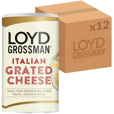 Loyd Grossman Grated Italian Hard Cheese in Resealable Packs Savoury Cheese Topping For Pasta, Salads & Cooking, 80 g (Pack of 12) Loyd Grossman Grated Italian Hard Cheese in Resealable Packs Savoury Cheese Topping For Pasta, Salads & Cooking, 80 g (Pack of 12)