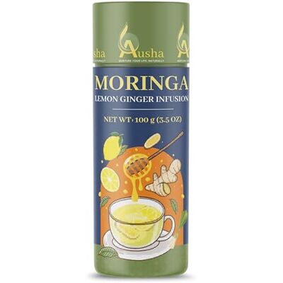 AUSHA Moringa Tea 100g Blend of Moringa Leaves+ Ginger + Licorice + Lemon + Lemongrass For Immunity, Digestion, Energy AUSHA Moringa Tea 100g Blend of Moringa Leaves+ Ginger + Licorice + Lemon + Lemongrass For Immunity, Digestion, Energy