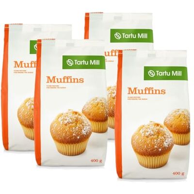 Tartu Mill Muffin Batter Instant Mix 4 x 400g (1600g Total) Just Add Water & Oil Light & Fluffy Muffins Easy Baking Mix Tartu Mill Muffin Batter Instant Mix 4 x 400g (1600g Total) Just Add Water & Oil Light & Fluffy Muffins Easy Baking Mix