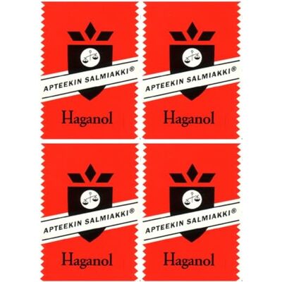 Haganol Pastilles 4 Boxes x 15g of Haganol Apteekin Salmiakki (Apothecary's Salmiak) Salty Licorice Pastilles Lozenges Dragees Drops Candy Sweets Haganol Pastilles 4 Boxes x 15g of Haganol Apteekin Salmiakki (Apothecary's Salmiak) Salty Licorice Pastilles Lozenges Dragees Drops Candy Sweets