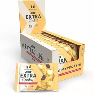 Myprotein Extra Lean Protein Cookie Cranberry & White Chocolate 25g Protein 80% Less Sugar, 70% Less Fat High-Protein Baked Snack 12 x 50g Myprotein Extra Lean Protein Cookie Cranberry & White Chocolate 25g Protein 80% Less Sugar, 70% Less Fat High-Protein Baked Snack 12 x 50g