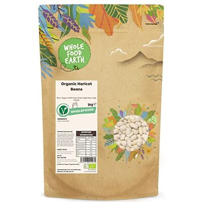 Wholefood Earth Organic Haricot Beans 3kg Raw Vegan GMO Free Dried High Fibre High Protein Certified Organic Wholefood Earth Organic Haricot Beans 3kg Raw Vegan GMO Free Dried High Fibre High Protein Certified Organic
