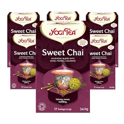 YOGI TEA , Sweet Chai, Organic Herbal Tea, Naturally Caffeine Free, Blend of Anise, Fennel and Liquorice, 6 Packs x 17 Tea Bags (102 Teabags Total) YOGI TEA , Sweet Chai, Organic Herbal Tea, Naturally Caffeine Free, Blend of Anise, Fennel and Liquorice, 6 Packs x 17 Tea Bags (102 Teabags Total)