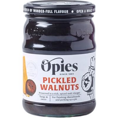 Opies Pickled Walnuts in Malt Vinegar 390g, Tangy & Sweet for Cheeseboards Infuses dishes with a deep, earthy richness & layered complexity, perfect for cheese boards, charcuterie, pies & salads Opies Pickled Walnuts in Malt Vinegar 390g, Tangy & Sweet for Cheeseboards Infuses dishes with a deep, earthy richness & layered complexity, perfect for cheese boards, charcuterie, pies & salads