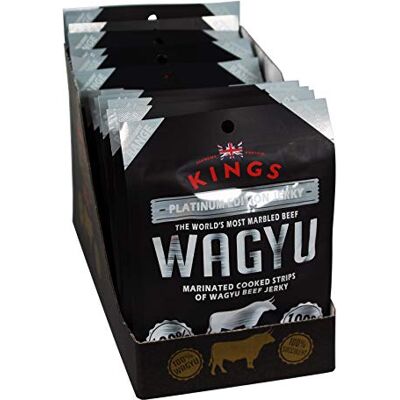 Kings Wagyu Beef Jerky Platinum Edition Indulgent Range High Protein Meat Snack Box of 12 x 25 g Packs Kings Wagyu Beef Jerky Platinum Edition Indulgent Range High Protein Meat Snack Box of 12 x 25 g Packs