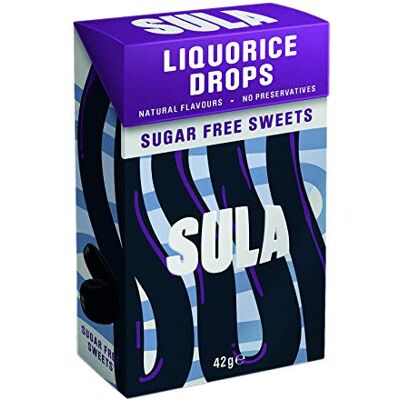 Sula Liquorice Drops, Sugar Free Boiled Sweets with Natural Flavour, 42 g (Pack of 14) Sula Liquorice Drops, Sugar Free Boiled Sweets with Natural Flavour, 42 g (Pack of 14)