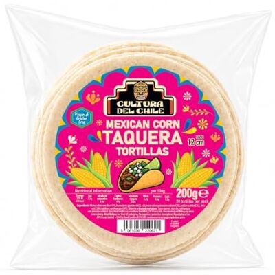 Cultura Del Chile Traditional Mexican Corn Tortillas Taquera by – Gluten Free & Vegan. Ideal for Authentic Tacos. 1 Pack x 20 Tortillas 12cm Cultura Del Chile Traditional Mexican Corn Tortillas Taquera by – Gluten Free & Vegan. Ideal for Authentic Tacos. 1 Pack x 20 Tortillas 12cm
