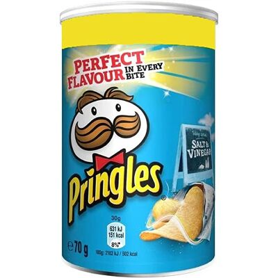 Pringles Salt and Vinegar Potato, Pack of 12 x 70 g Pringles Salt and Vinegar Potato, Pack of 12 x 70 g