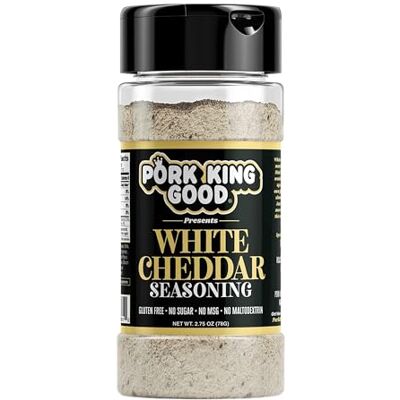 Pork King Good Seasoning for Cooking and Popcorn Seasoning Keto Friendly, Paleo, No MSG, Gluten Free (White Cheddar, Single Shaker) Pork King Good Seasoning for Cooking and Popcorn Seasoning Keto Friendly, Paleo, No MSG, Gluten Free (White Cheddar, Single Shaker)