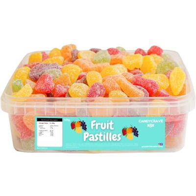 Candycrave Fruit Pastilles 600g Tub Jelly Sweets Assorted Fruit Flavours Assorted Colours Perfect for Children's Sweets and Sharing Treats Candycrave Fruit Pastilles 600g Tub Jelly Sweets Assorted Fruit Flavours Assorted Colours Perfect for Children's Sweets and Sharing Treats
