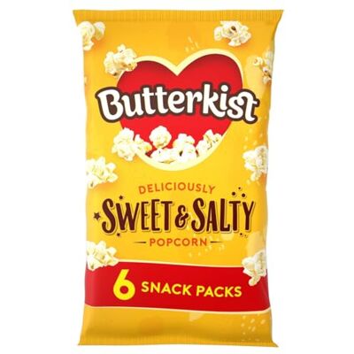 Butterkist SWEET & SALTY Popcorn 6 Snack Packs, Case of 8 Gluten free, Source of Fibre, Made from Wholegrains, No Artificial Colours or Flavours, Suitable for Vegetarians Butterkist SWEET & SALTY Popcorn 6 Snack Packs, Case of 8 Gluten free, Source of Fibre, Made from Wholegrains, No Artificial Colours or Flavours, Suitable for Vegetarians