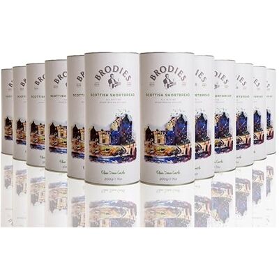 Brodies Scottish Shortbread Drum 12 Drums of 200g Scottish All Butter Shorbread. Perfect for gifting and best served with a cup of coffee or tea. Brodies Scottish Shortbread Drum 12 Drums of 200g Scottish All Butter Shorbread. Perfect for gifting and best served with a cup of coffee or tea.