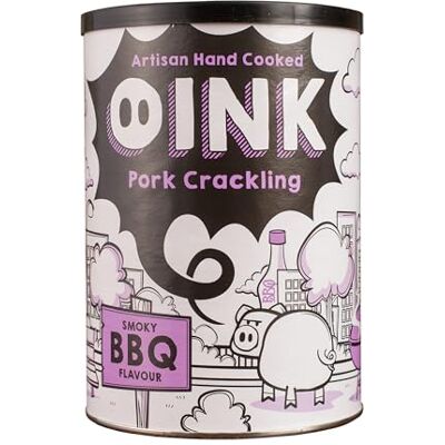 Oink Artisan Crackling 160g Snack Drum Premium Double Cooked Crackling 5 x Flavours Gluten Free, High Protein, High Energy, Low Carb, Keto Friendly Pork Rind Snack (Smoky BBQ) Oink Artisan Crackling 160g Snack Drum Premium Double Cooked Crackling 5 x Flavours Gluten Free, High Protein, High Energy, Low Carb, Keto Friendly Pork Rind Snack (Smoky BBQ)