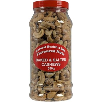 Carol Anne Natural Health 4 Life Baked and Salted Cashew Nuts 550g, Whole Cashew Snack, High Protein and Fibre, Low Sugar, Vegan and Gluten Free Nuts Snacks in Clear PET Jar for Snacking and Cooking Carol Anne Natural Health 4 Life Baked and Salted Cashew Nuts 550g, Whole Cashew Snack, High Protein and Fibre, Low Sugar, Vegan and Gluten Free Nuts Snacks in Clear PET Jar for Snacking and Cooking