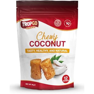 Tropgo Chewy Coconut Bites – Delicious Dried Fruit Snacks with Coconut Sugar & Glucose Syrup – Resealable Bag with 12 Pieces for Sharing – Vegan, Healthy Foods & Kosher Certified (60g) Tropgo Chewy Coconut Bites – Delicious Dried Fruit Snacks with Coconut Sugar & Glucose Syrup – Resealable Bag with 12 Pieces for Sharing – Vegan, Healthy Foods & Kosher Certified (60g)