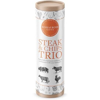 Ross & Ross Gifts Steak & Chips Trio Tube, Containing Steak Rub, 50g, Salt & Vinegar Salt, 50g and Truffle Mayonnaise, 50g Ross & Ross Gifts Steak & Chips Trio Tube, Containing Steak Rub, 50g, Salt & Vinegar Salt, 50g and Truffle Mayonnaise, 50g