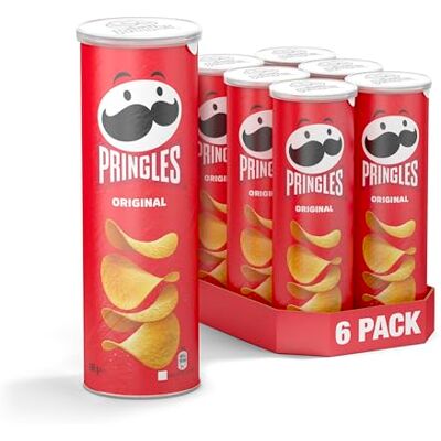 Pringles Original (6 x 165g) The Irresistible Snack Classic in a Handy Tin Crisp Chips with Salt Pop Play. Eat. Pringles Original (6 x 165g) The Irresistible Snack Classic in a Handy Tin Crisp Chips with Salt Pop Play. Eat.