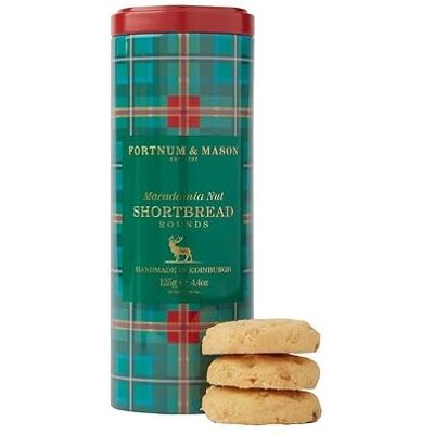 Etholux Fortnum's Macadamia Nut Shortbread Rounds in Biscuit Tin Made by Small Family Bakery in Edinburgh 125g Pack Ideal for Enjoying with Tea or Gifting Etholux Fortnum's Macadamia Nut Shortbread Rounds in Biscuit Tin Made by Small Family Bakery in Edinburgh 125g Pack Ideal for Enjoying with Tea or Gifting